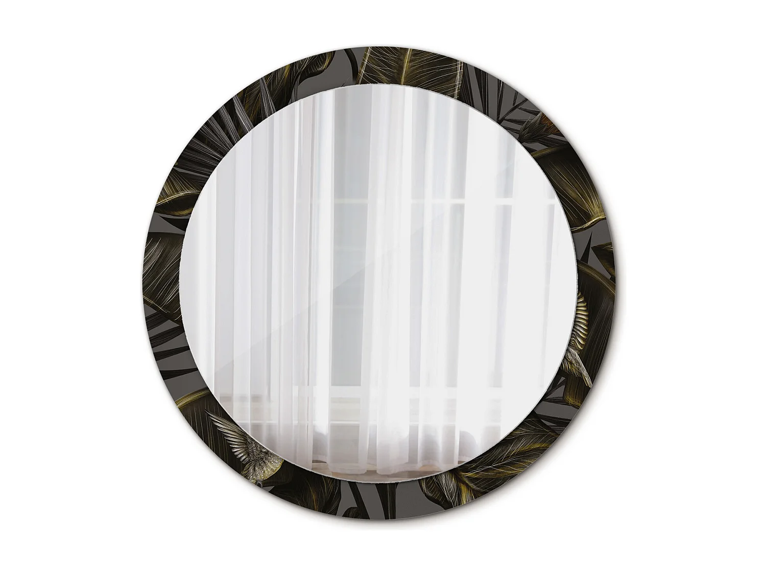 Miroir rond décoratif - Fleurs d'Hibiscus - 90 cm