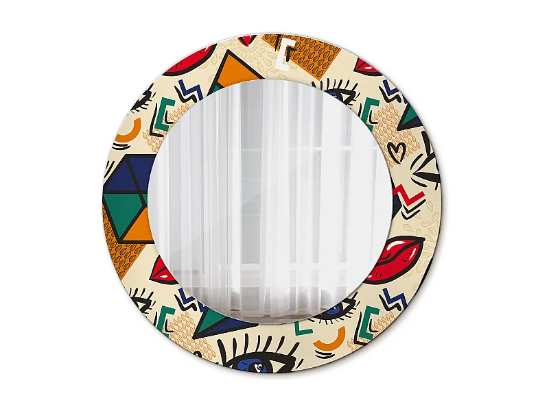 Decoratieve ronde spiegel in pop-art stijl - 50 cm