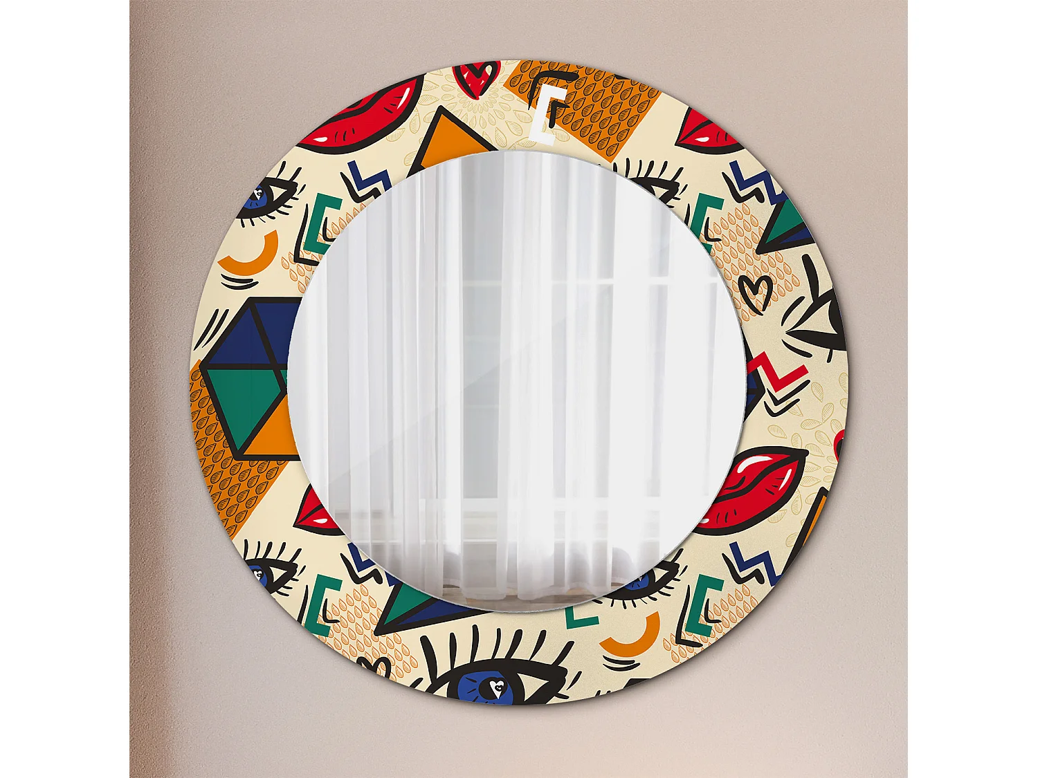Decoratieve ronde spiegel in pop-art stijl - 50 cm