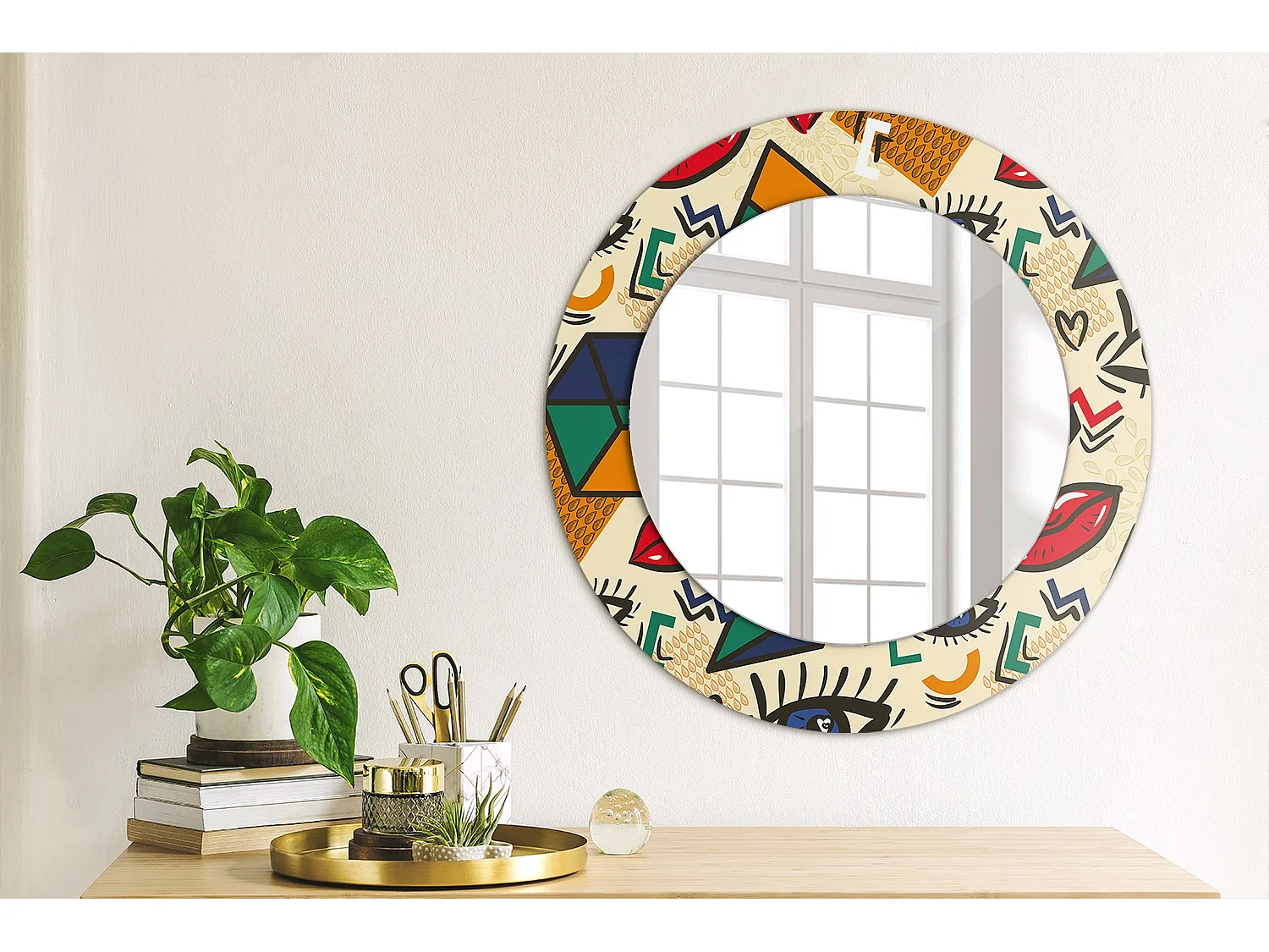 Decoratieve ronde spiegel in pop-art stijl - 50 cm