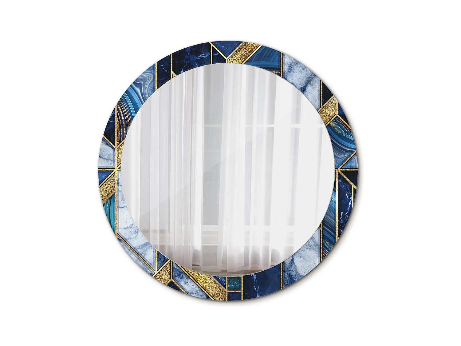 Miroir rond décoratif - Marbre moderne - 80 cm
