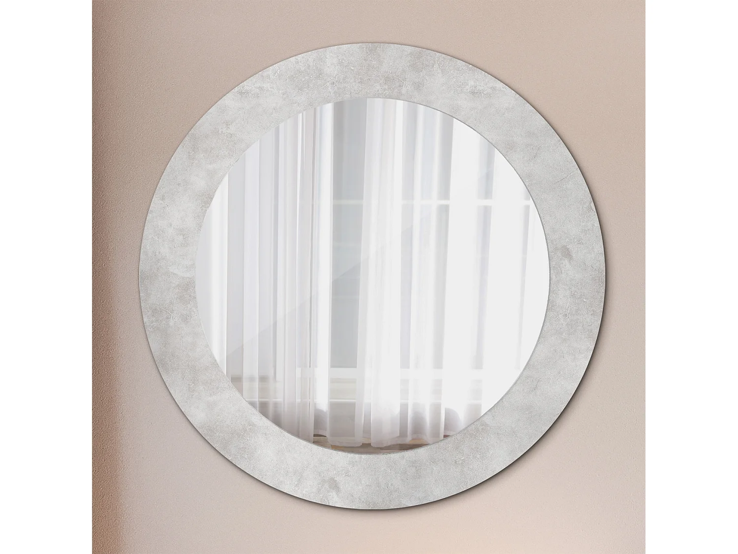 Ronde decoratieve spiegel - betonstructuur - 60 cm