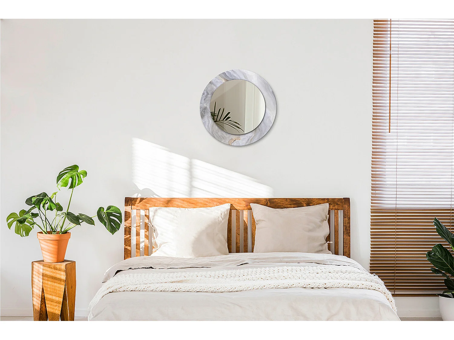 Runder dekorativer Spiegel - Abstrakter Marmor - 50 cm