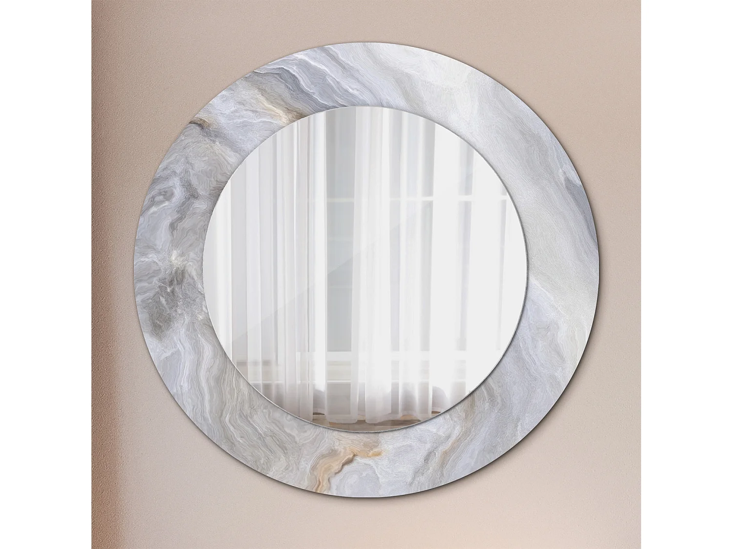 Specchio rotondo decorativo - Marmo astratto - 50 cm