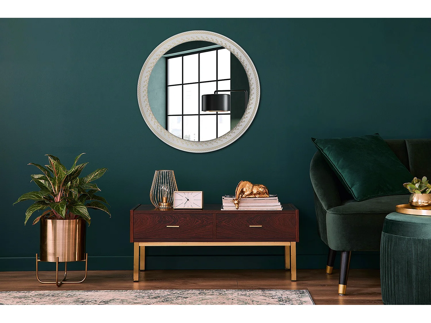 Miroir rond décoratif - Mandala indien - 80 cm