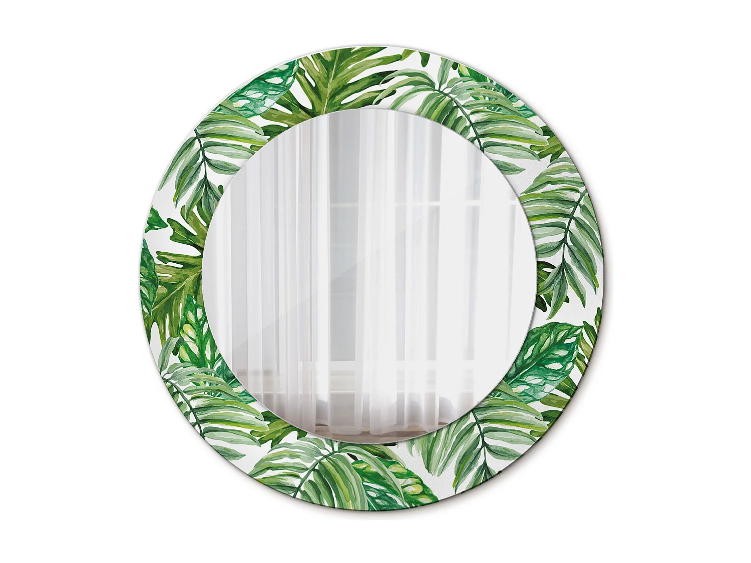 Miroir rond décoratif - Feuilles de jungle - 50 cm
