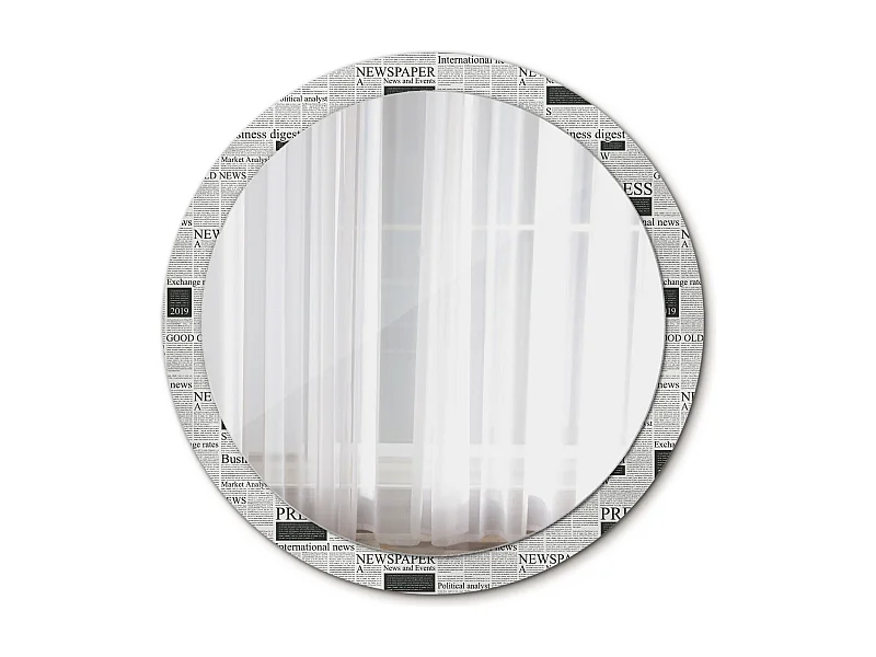 Runder dekorativer Spiegel - Zeitungen - 100 cm
