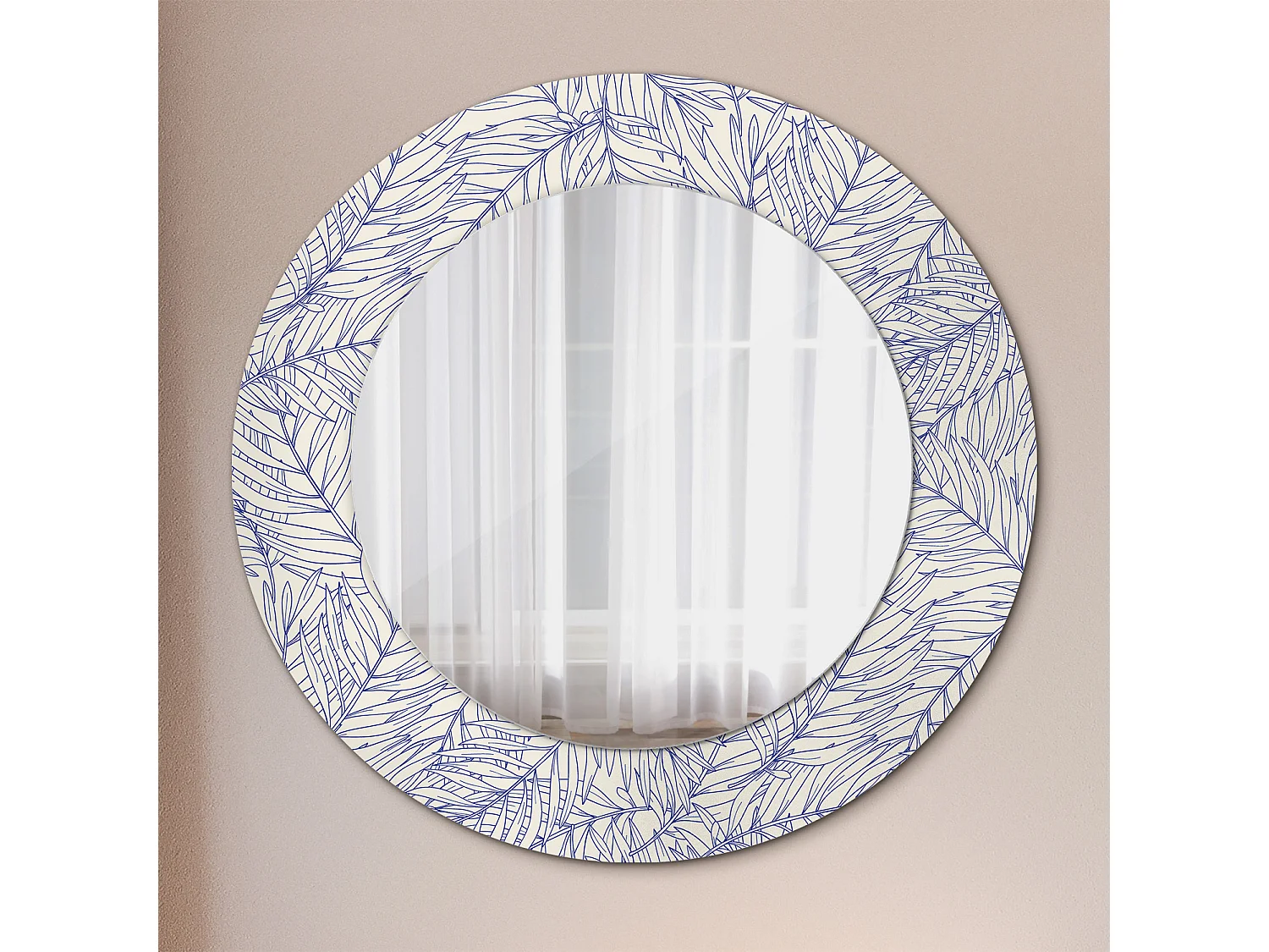 Specchio rotondo decorativo - Contorno di palma tropicale - 50 cm