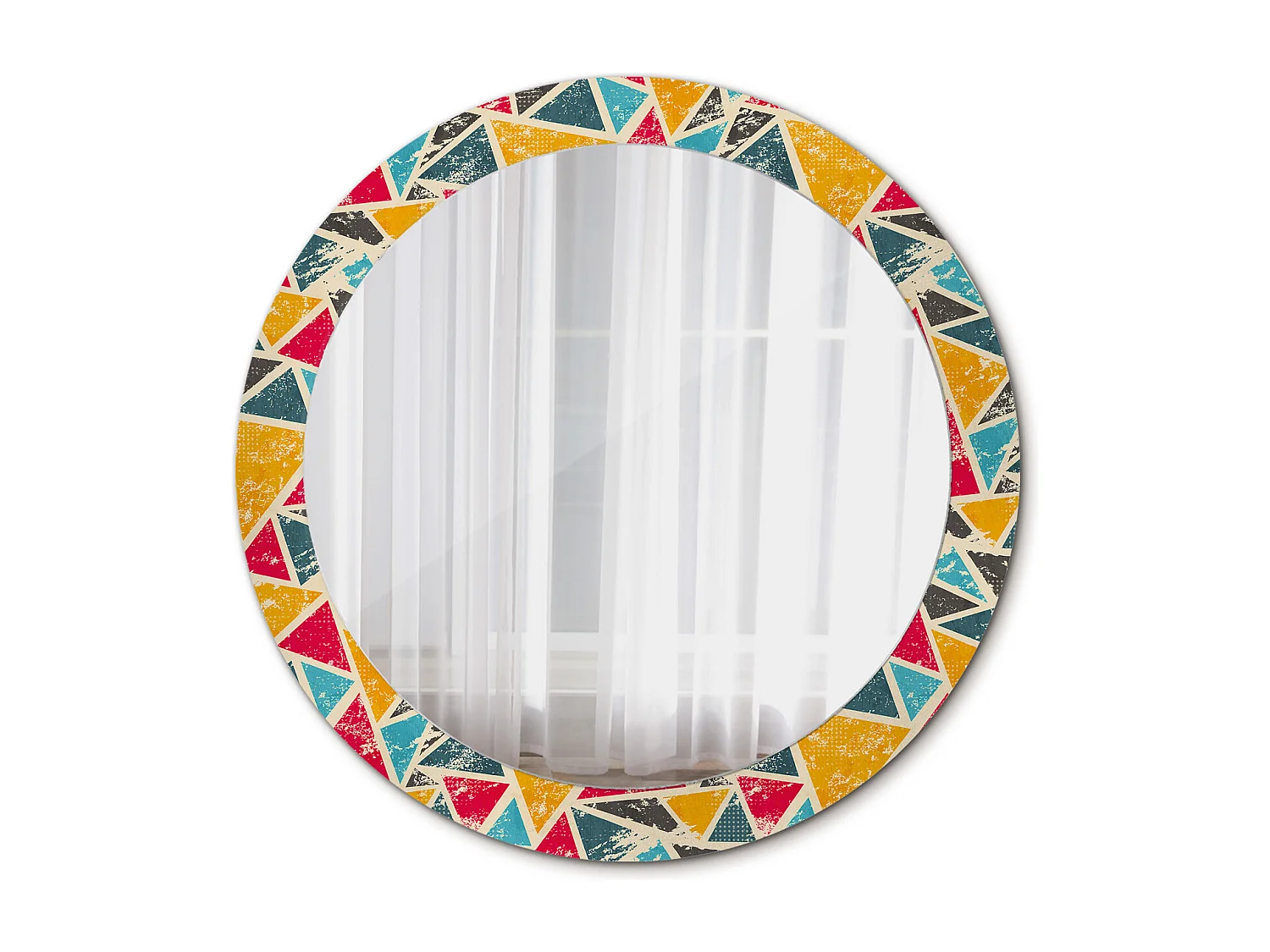 Miroir rond décoratif - Composition rétro - 80 cm