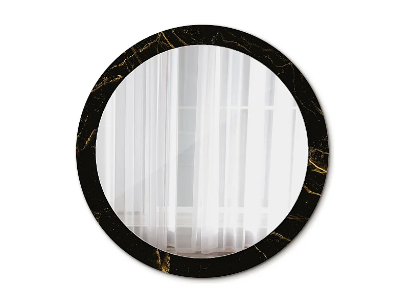 Miroir rond décoratif - Marbre noir - 90 cm
