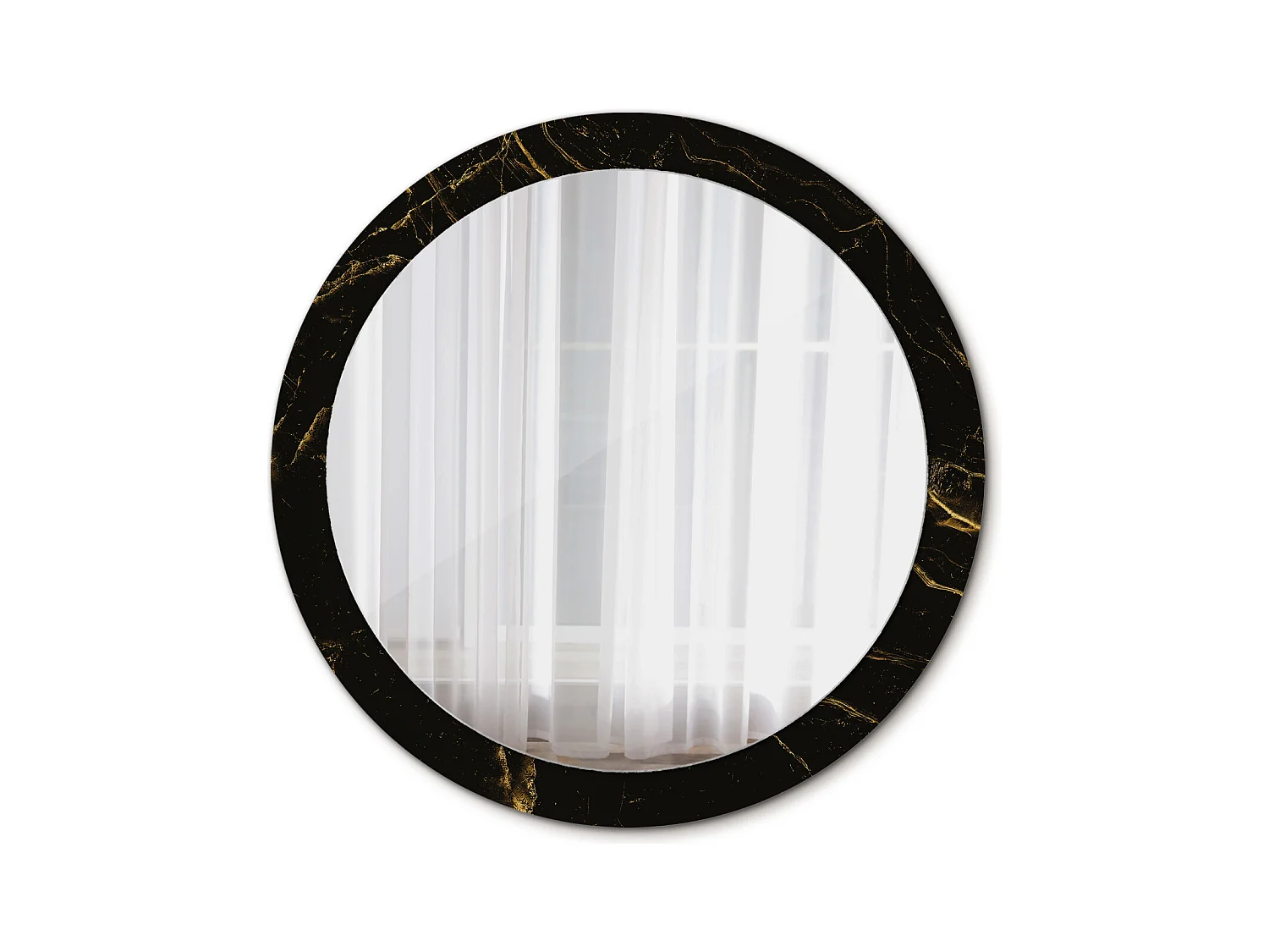 Specchio rotondo decorativo - Marmo nero - 90 cm