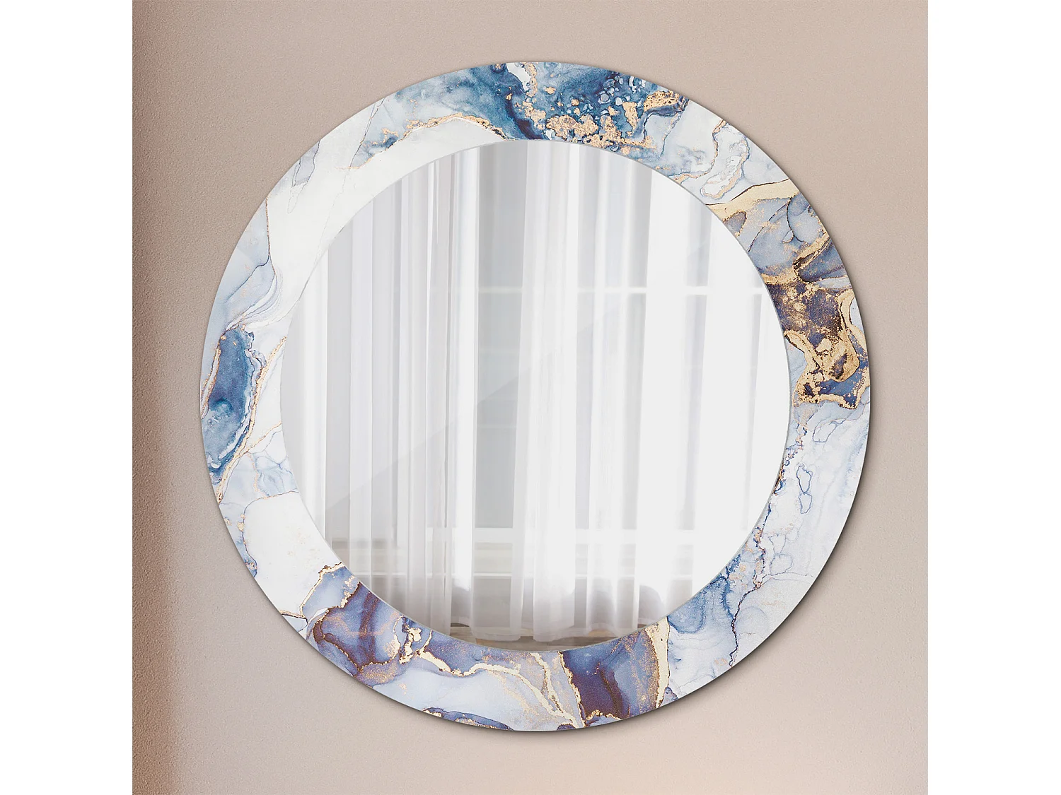 Miroir rond décoratif - Art abstrait - 60 cm