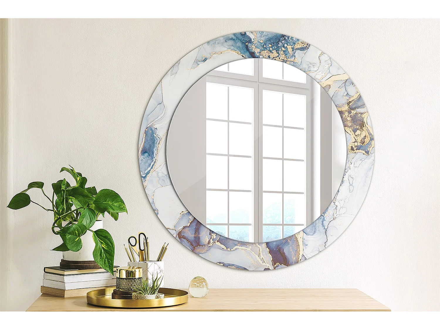 Miroir rond décoratif - Art abstrait - 60 cm