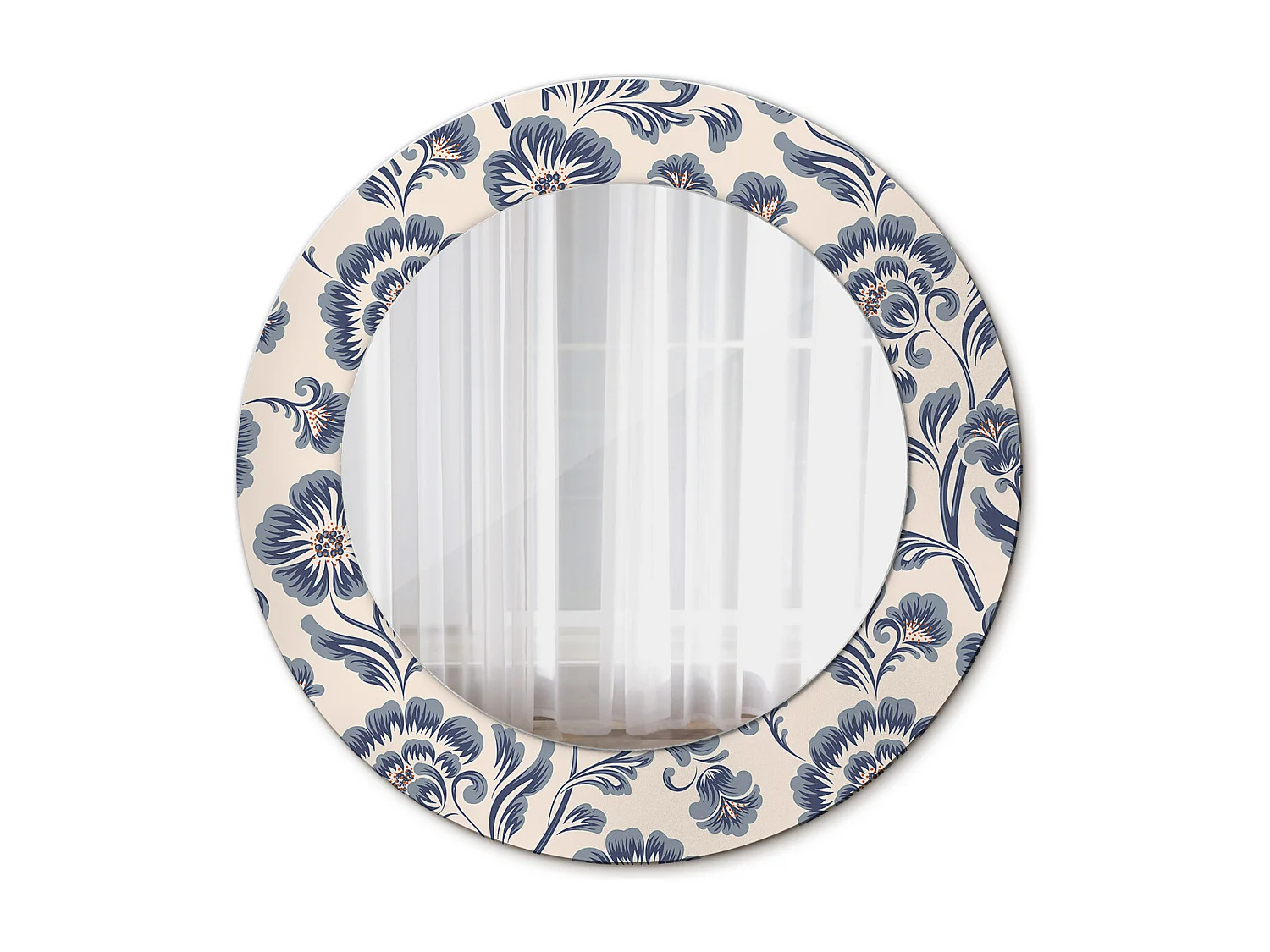 Runder dekorativer Spiegel - Blumendruck - 50 cm