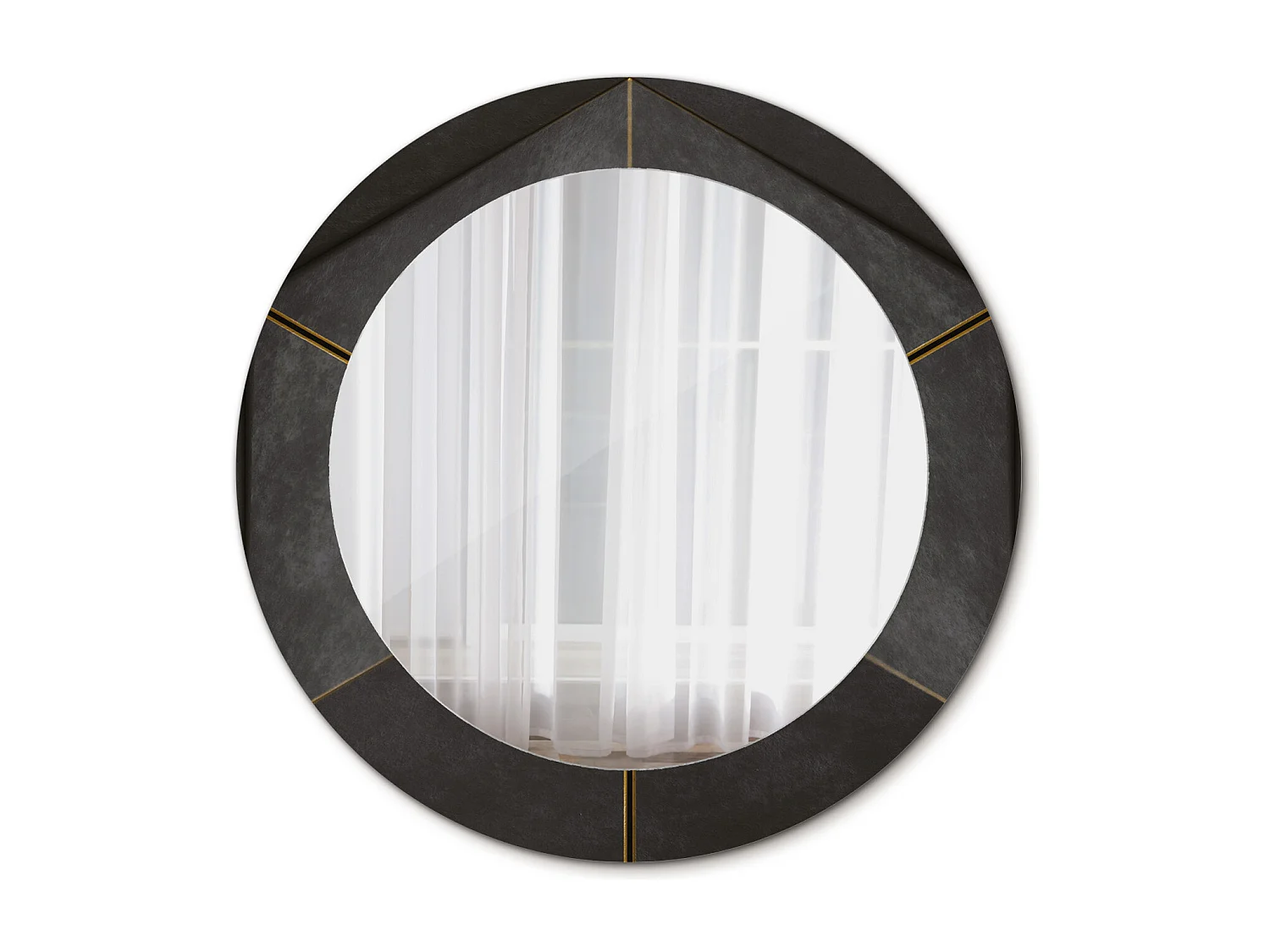 Miroir rond décoratif - Triangles gris - 70 cm