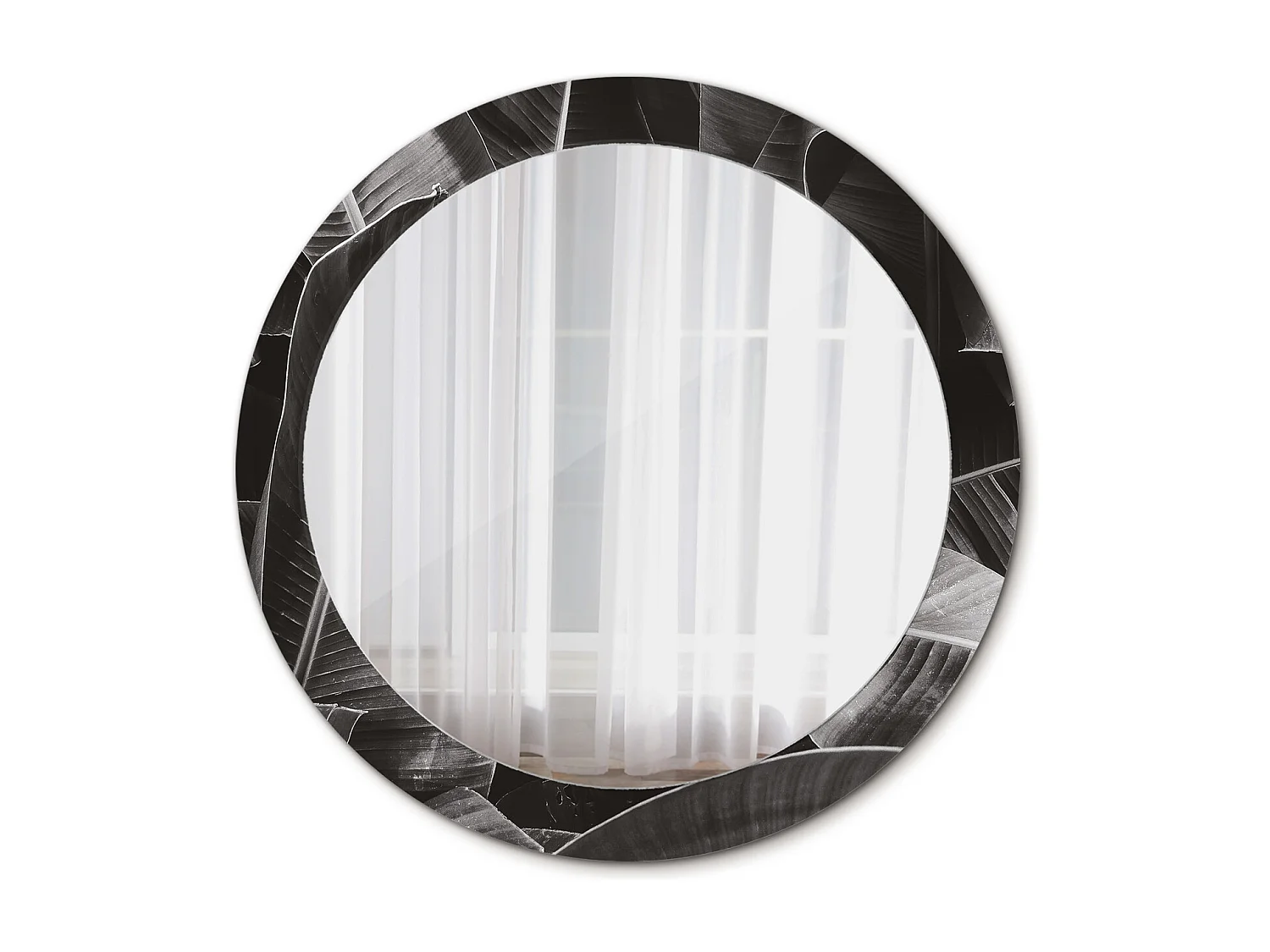 Miroir rond décoratif - Palmiers tropicaux - 80 cm