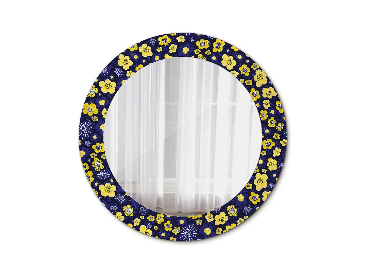 Dekorativer runder Spiegel - Kleine Blumen - 60 cm