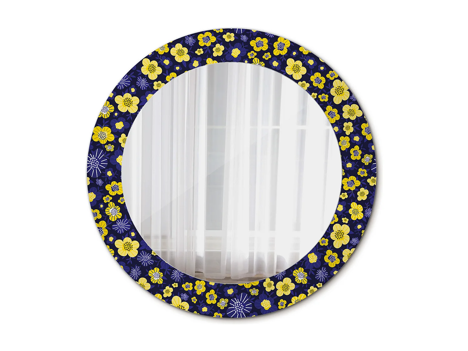 Miroir rond décoratif - Petites fleurs - 60 cm