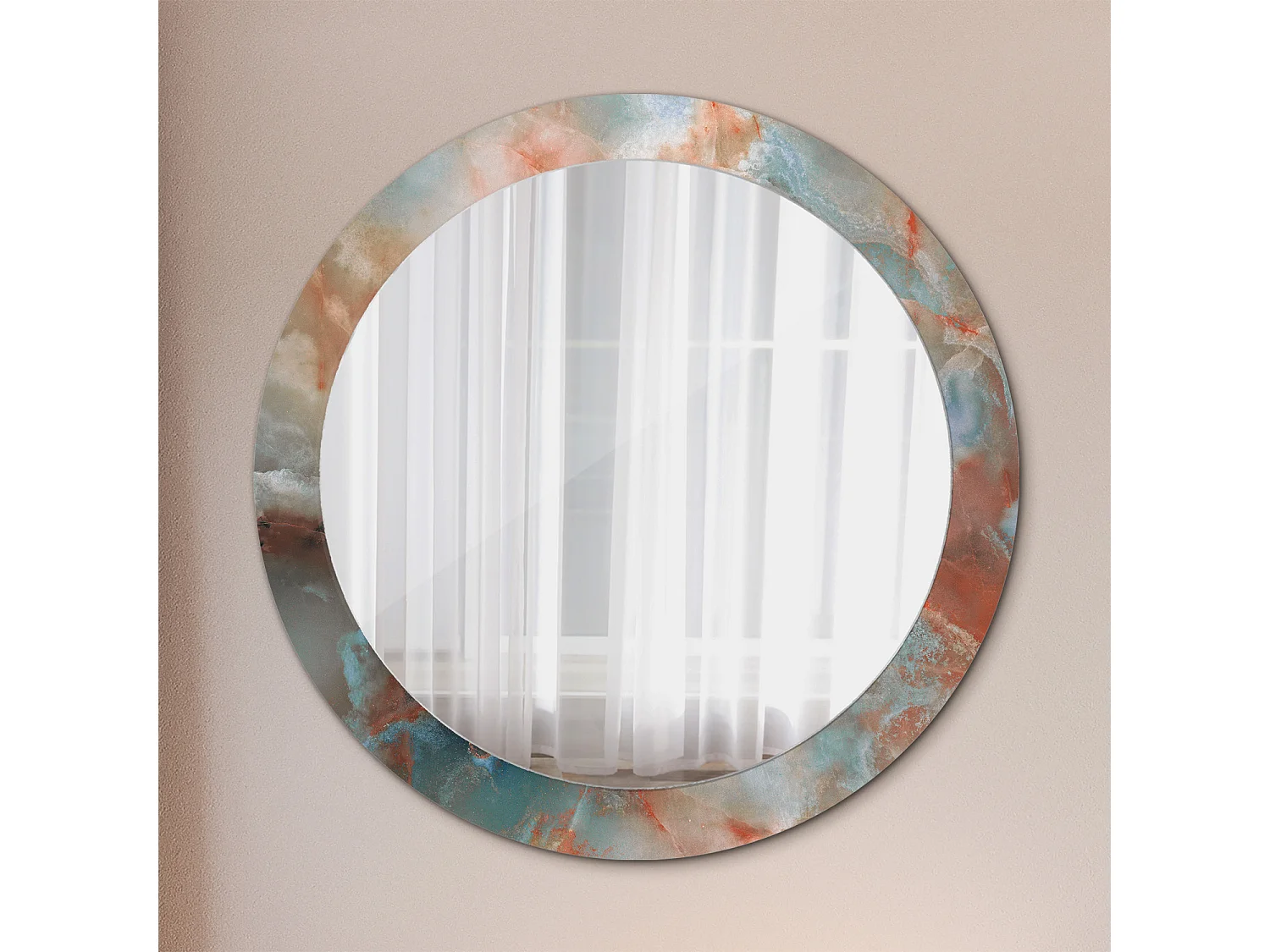 Runder dekorativer Spiegel – Onyx-Marmor – 80 cm