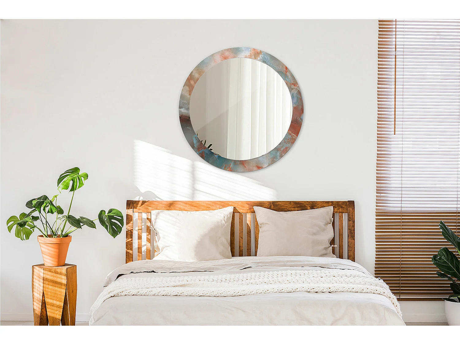 Runder dekorativer Spiegel – Onyx-Marmor – 80 cm