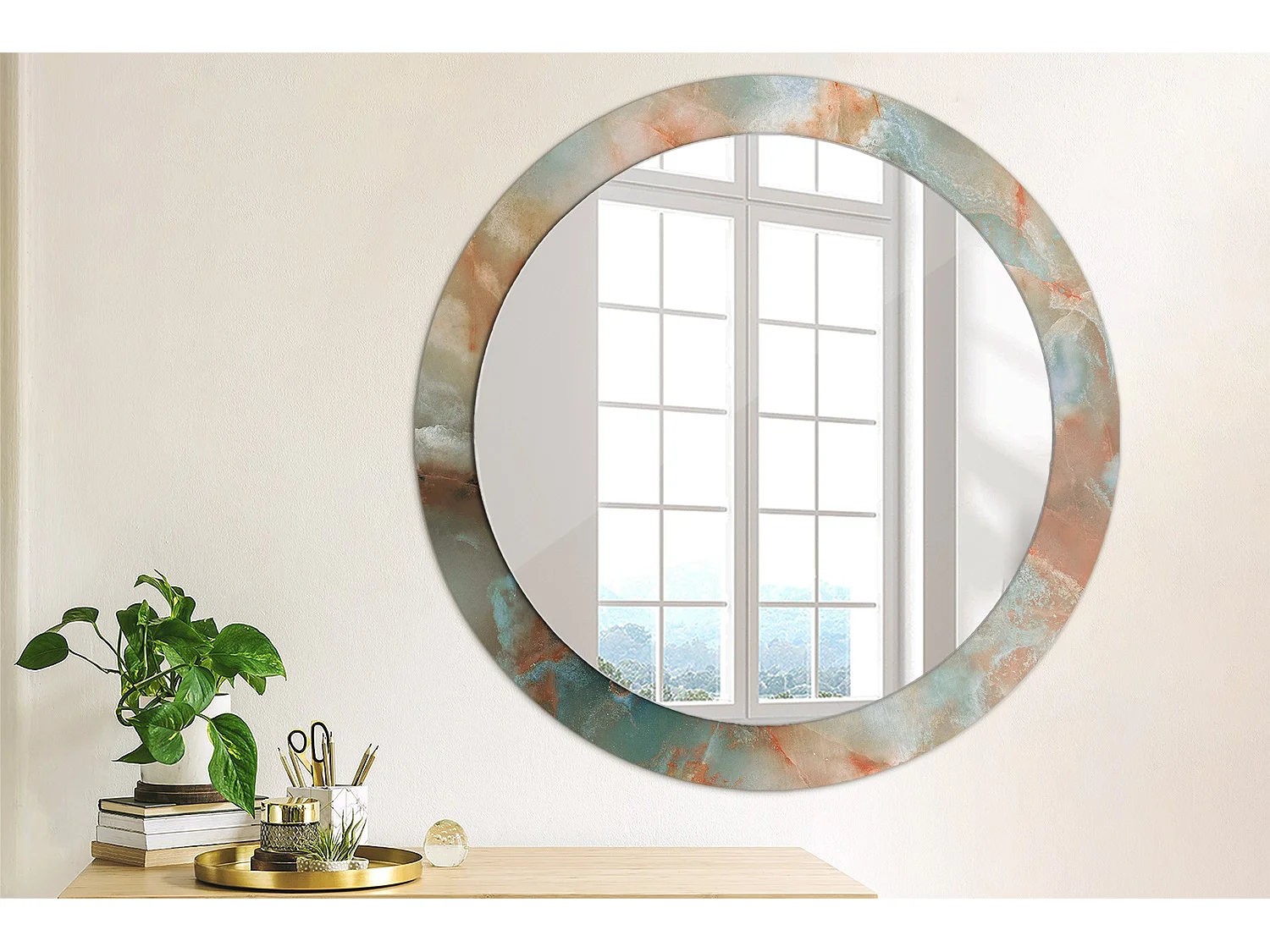 Runder dekorativer Spiegel – Onyx-Marmor – 80 cm