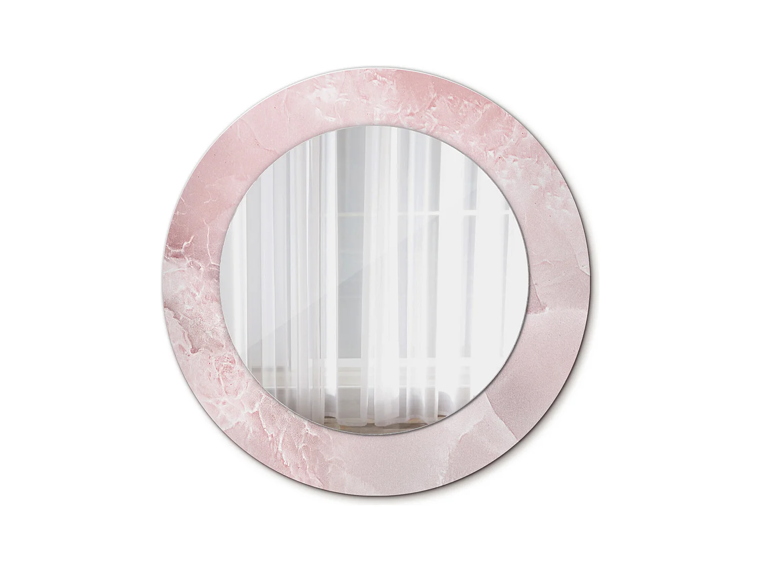 Ronde decoratieve spiegel - Roze steen - 50 cm