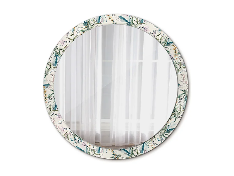 Dekorativer runder Spiegel - Aquarellblumen - 100 cm