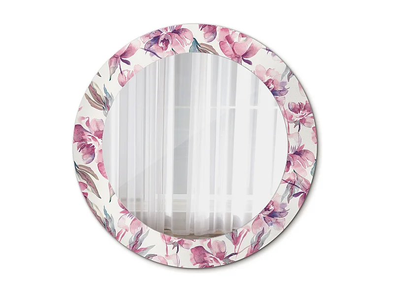 Dekorativer runder Spiegel - Pfingstrosenblüten - 60 cm