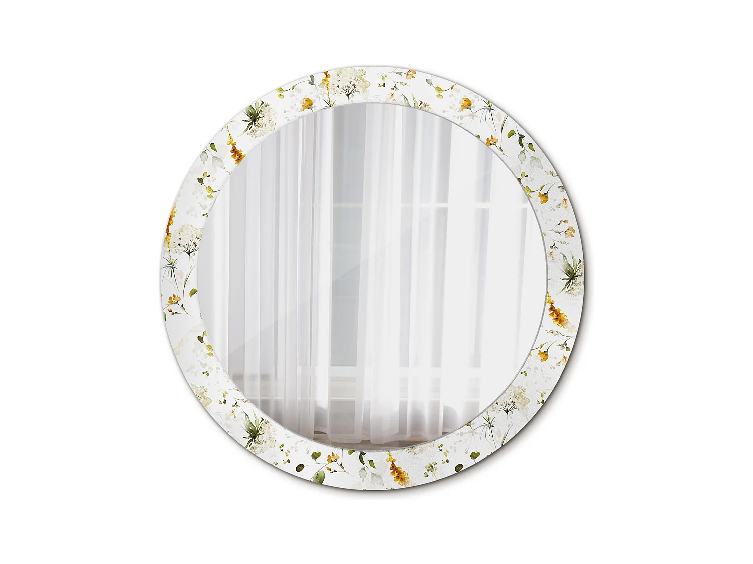 Ronde decoratieve spiegel - Wilde bloemen - 80 cm