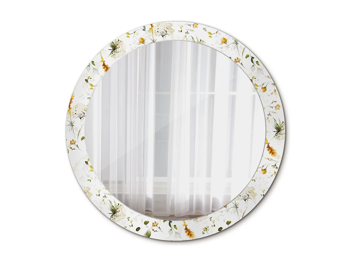 Miroir rond décoratif - Fleurs sauvages - 80 cm