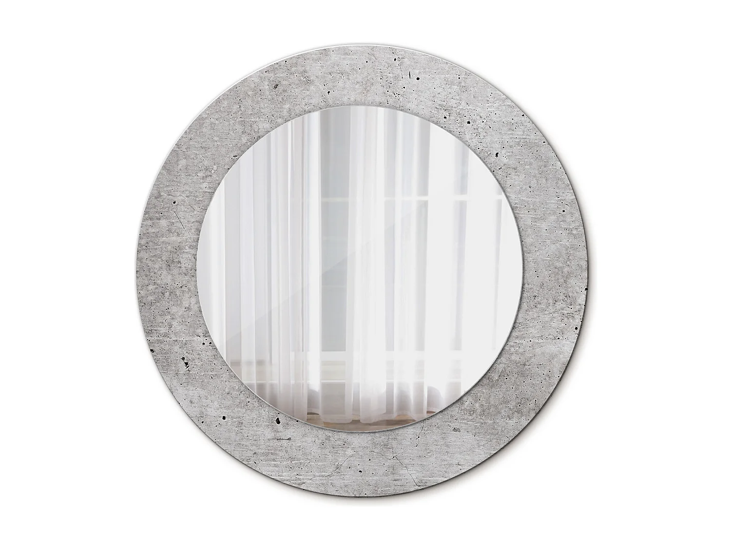 Miroir rond décoratif - Béton gris - 50 cm