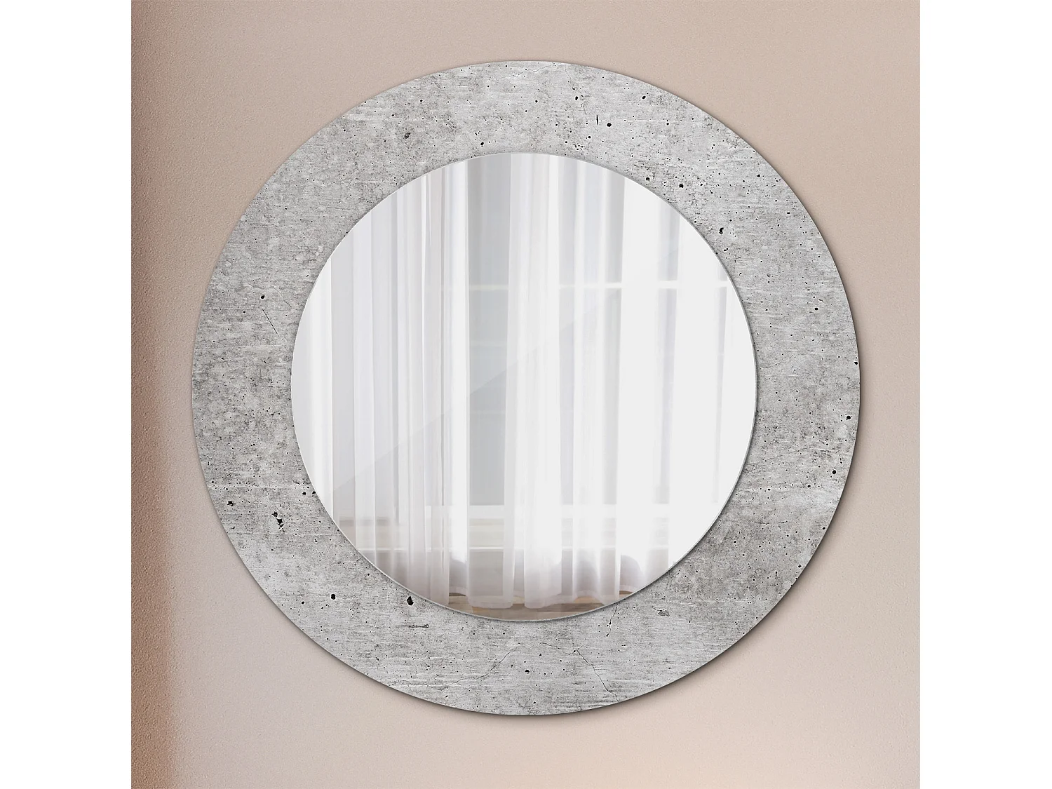Miroir rond décoratif - Béton gris - 50 cm