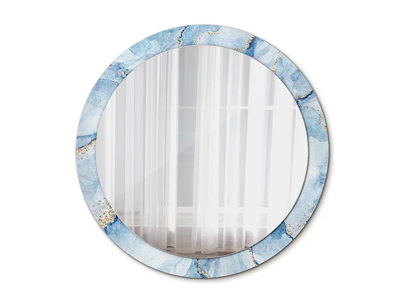 Ronde decoratieve spiegel - Blauw Marmer - 90 cm