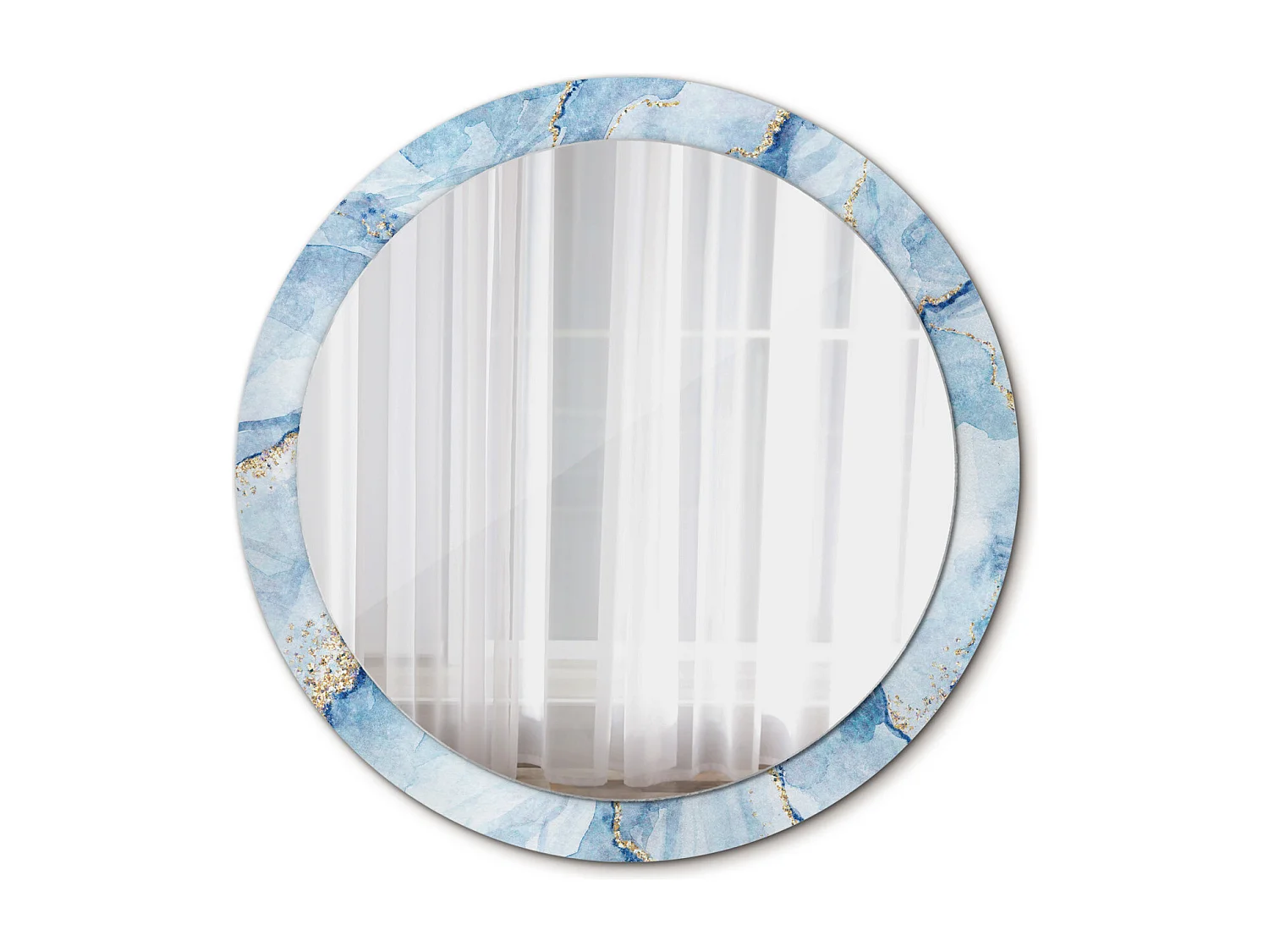 Ronde decoratieve spiegel - Blauw Marmer - 90 cm