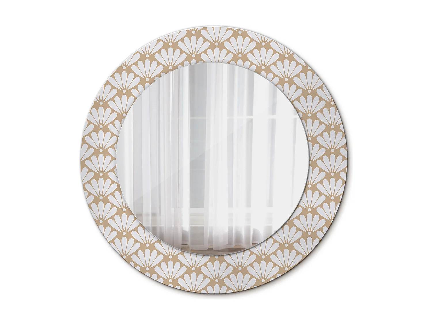 Miroir rond décoratif - Fleur orientale - 50 cm