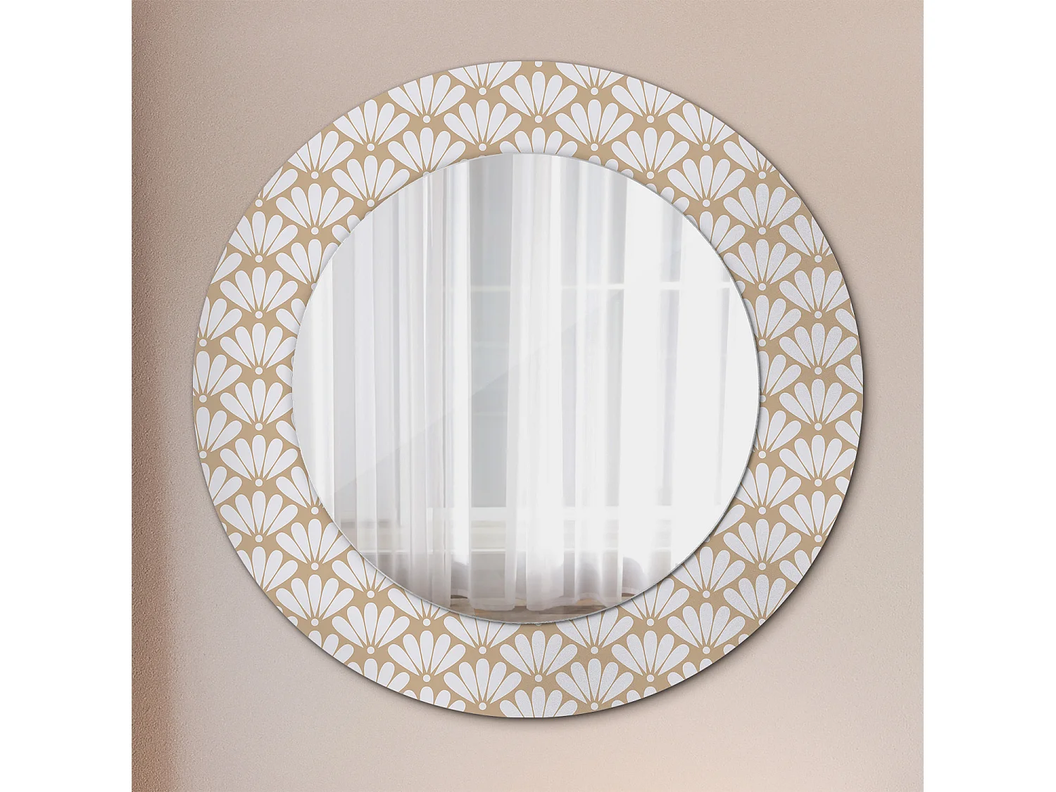 Miroir rond décoratif - Fleur orientale - 50 cm