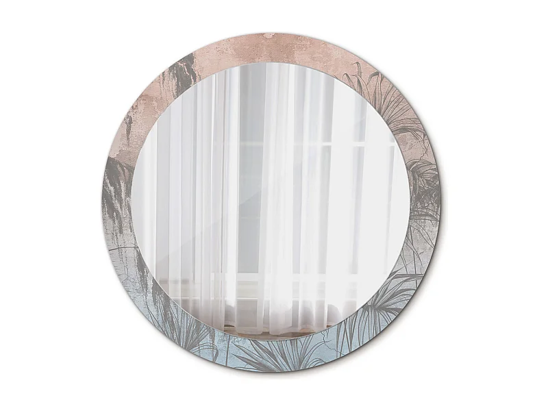 Dekorativer runder Spiegel - Tropische Blumen - 80 cm