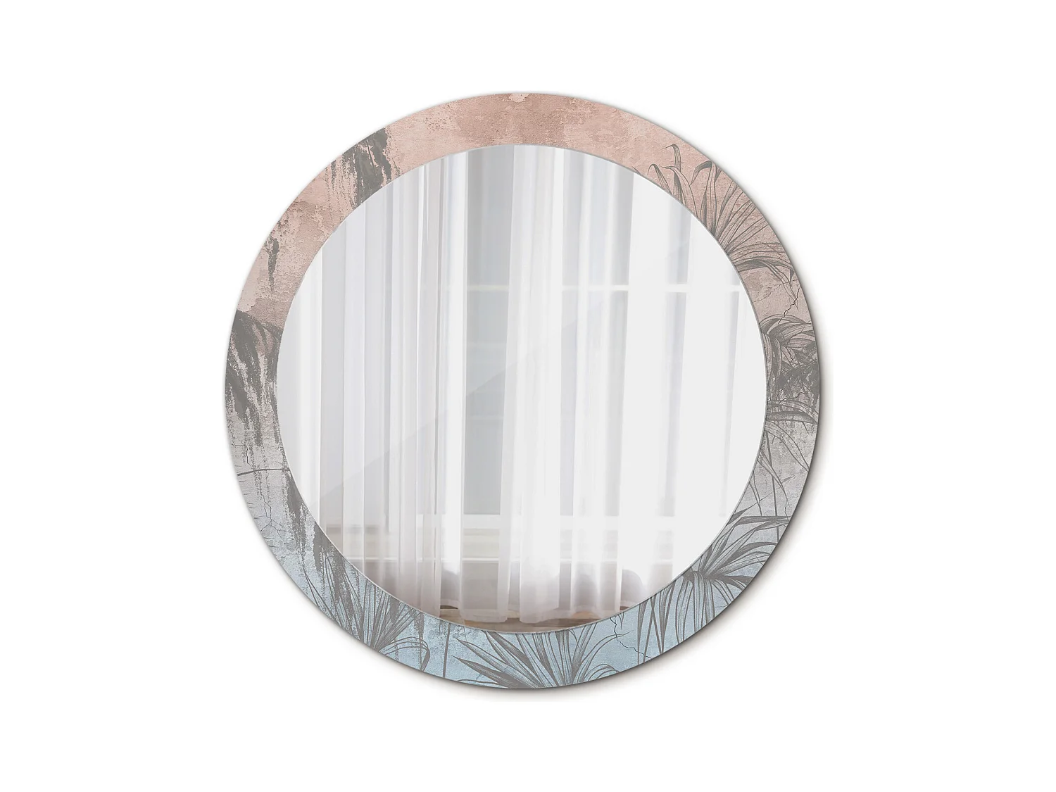 Decoratieve ronde spiegel - Tropische bloemen - 80 cm