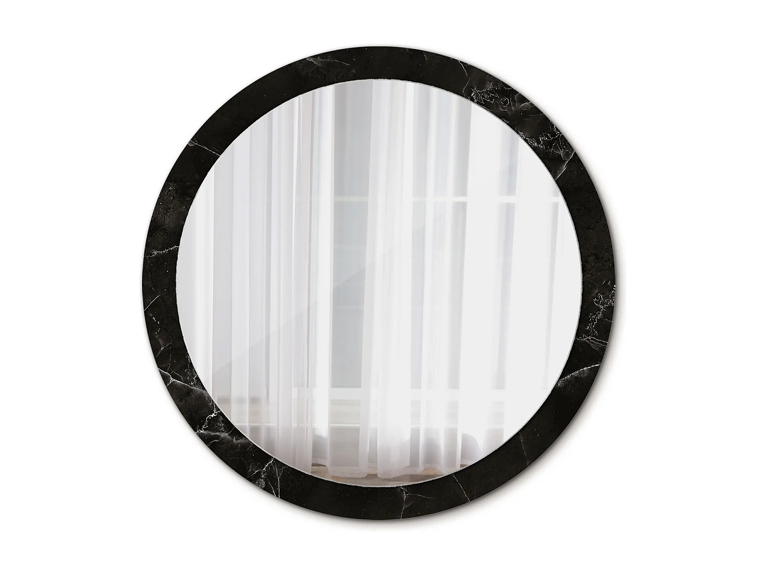 Miroir rond décoratif - Pierre de marbre - 100 cm