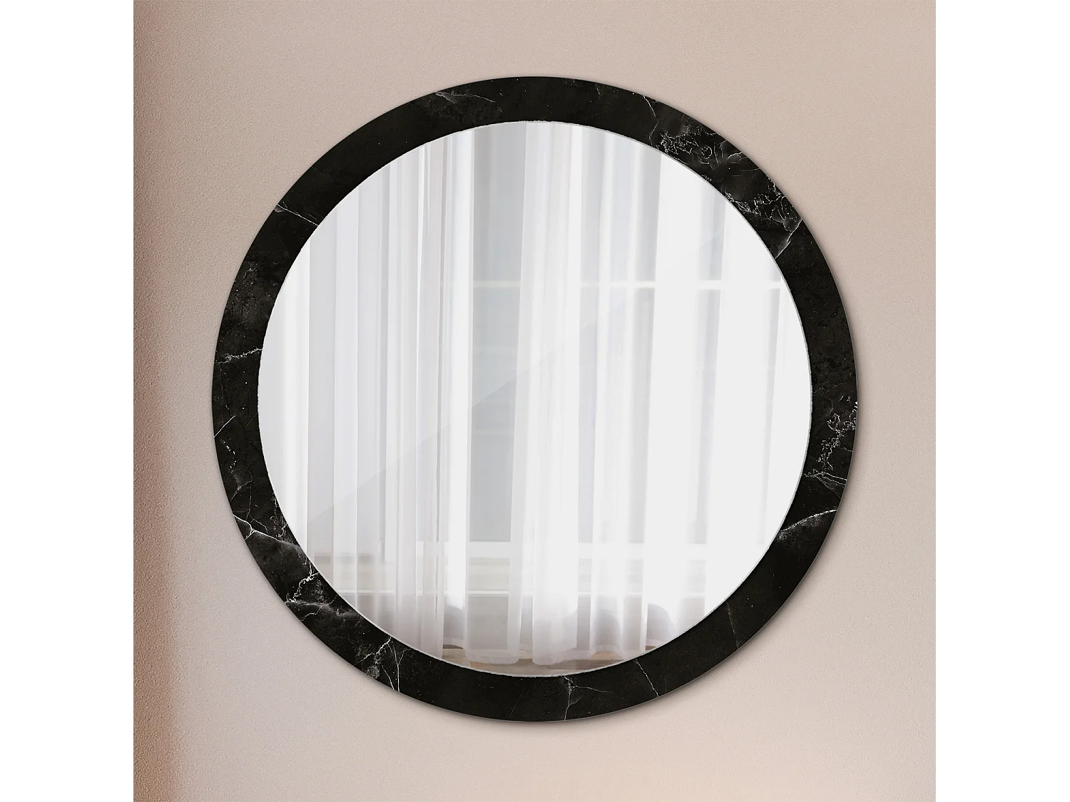 Miroir rond décoratif - Pierre de marbre - 100 cm