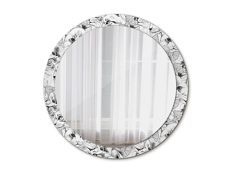 Runder dekorativer Spiegel - Katzen - 90 cm