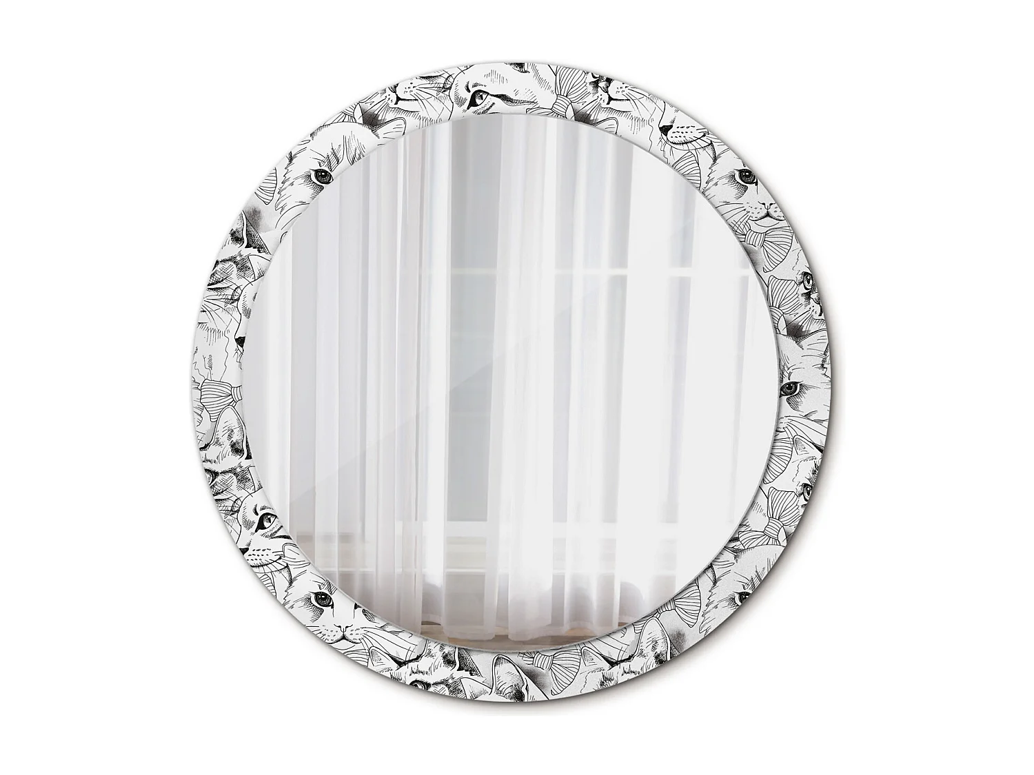 Runder dekorativer Spiegel - Katzen - 90 cm