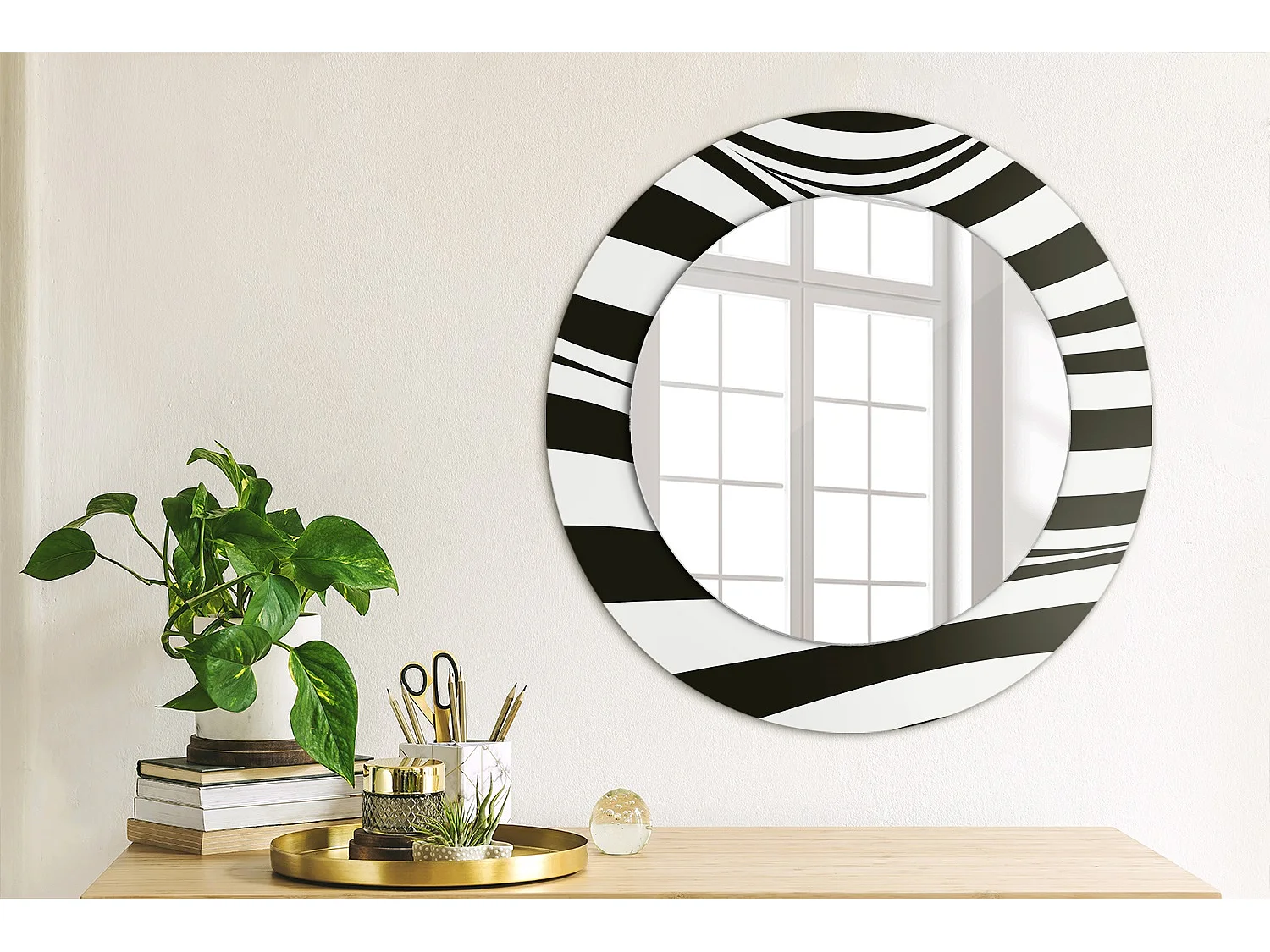 Dekorativer runder Spiegel - Abstrakte Welle - 50 cm
