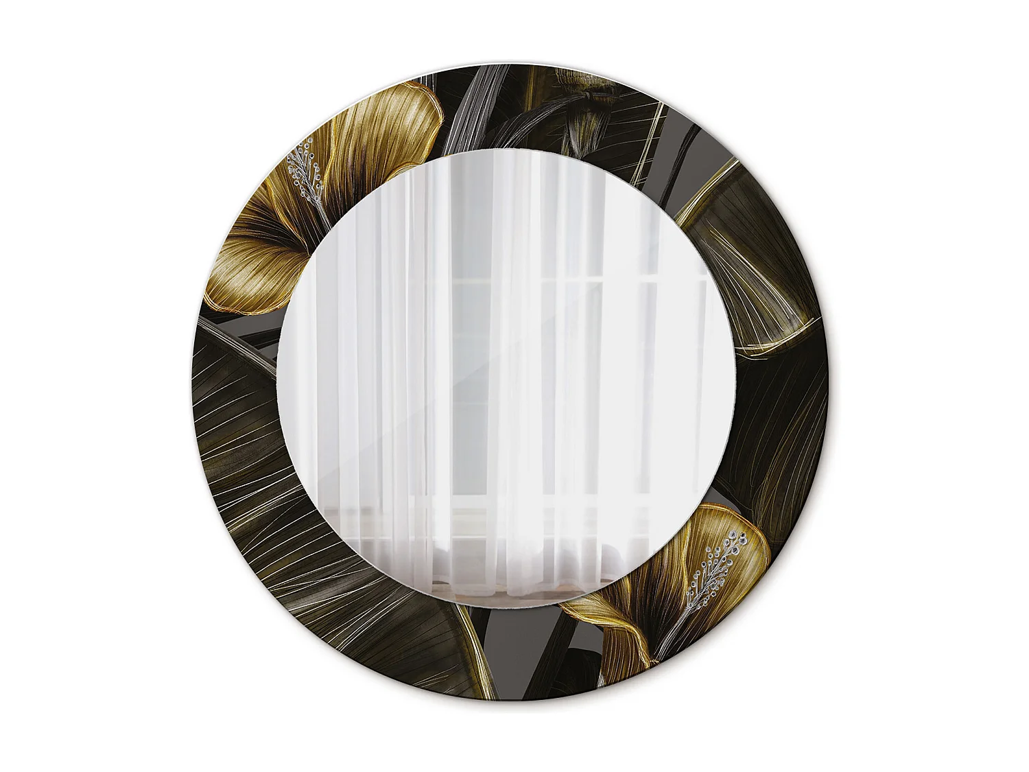 Ronde decoratieve spiegel - hibiscusbloemen - 50 cm