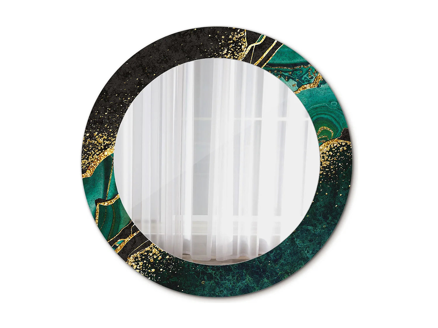 Espejo decorativo redondo - Mármol verde - 60 cm