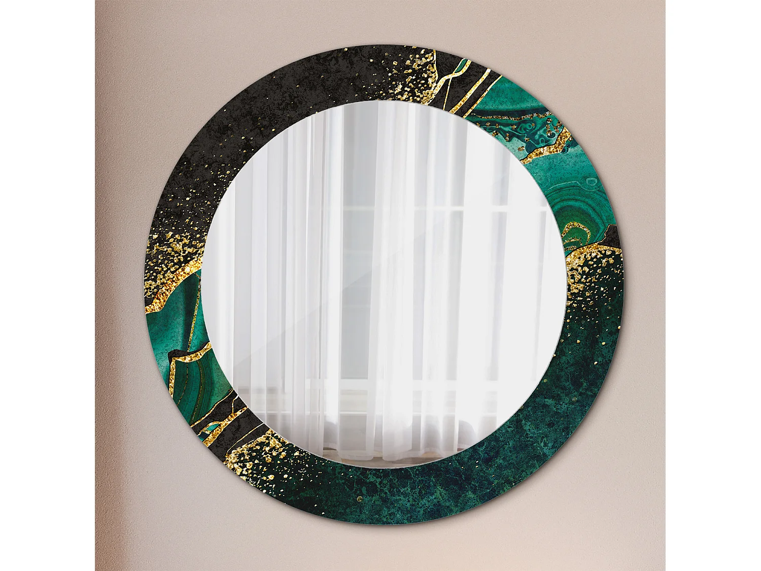 Espejo decorativo redondo - Mármol verde - 60 cm