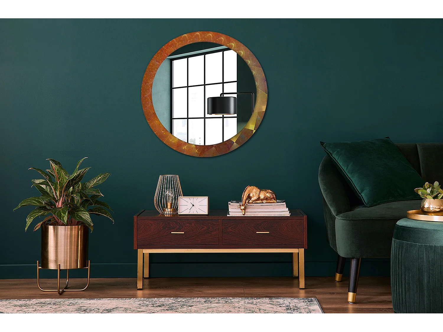 Miroir rond décoratif - Abstraction spirale - 80 cm