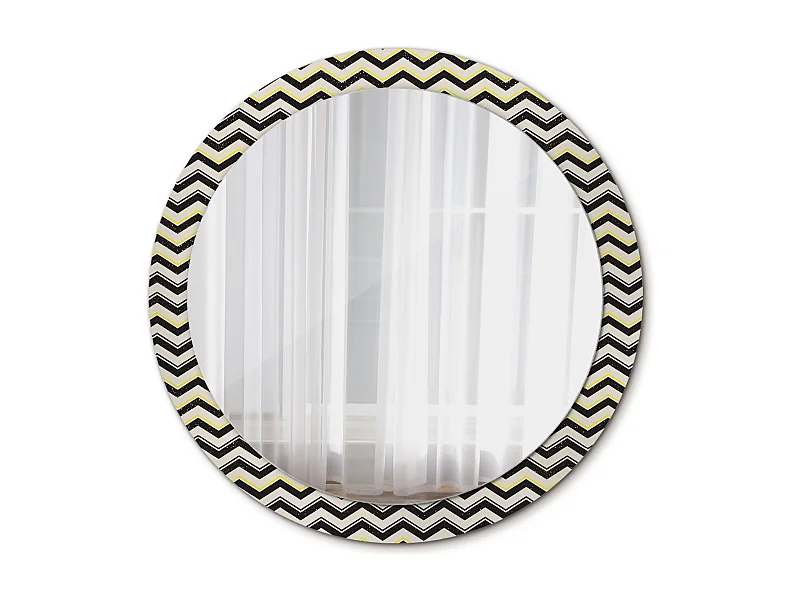 Runder dekorativer Spiegel - Zickzackmuster - 90 cm