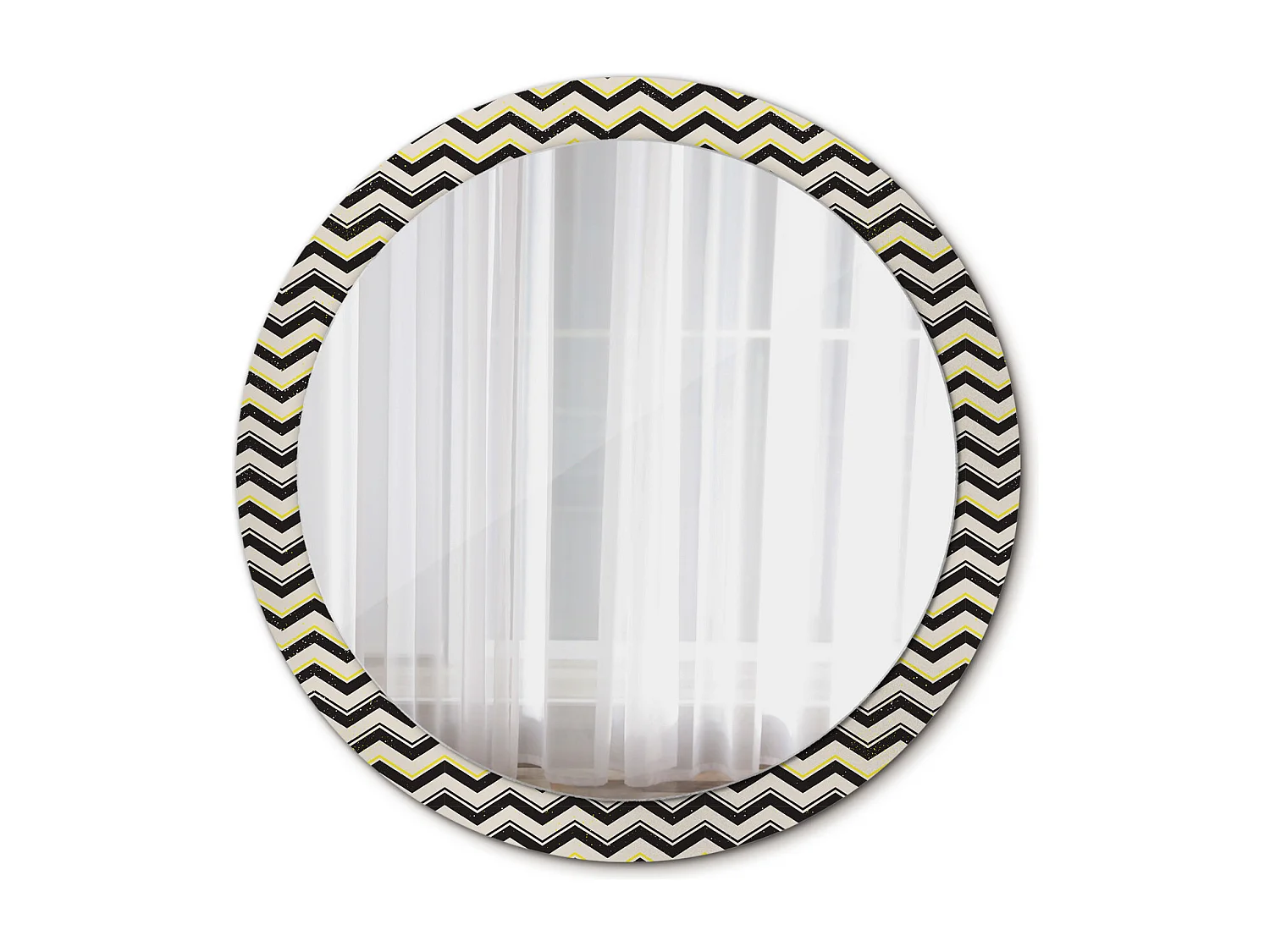 Runder dekorativer Spiegel - Zickzackmuster - 90 cm