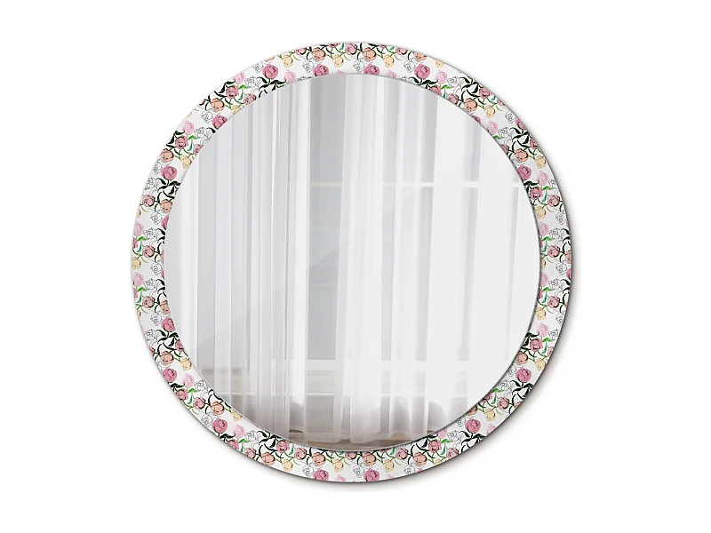 Miroir rond décoratif - Bourgeons de Pivoine - 100 cm